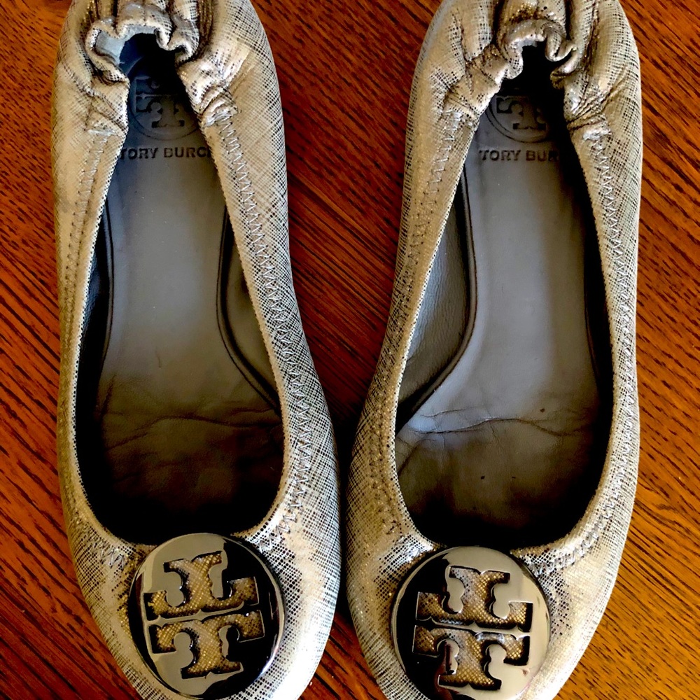 Tory Burch chrome ballet flats